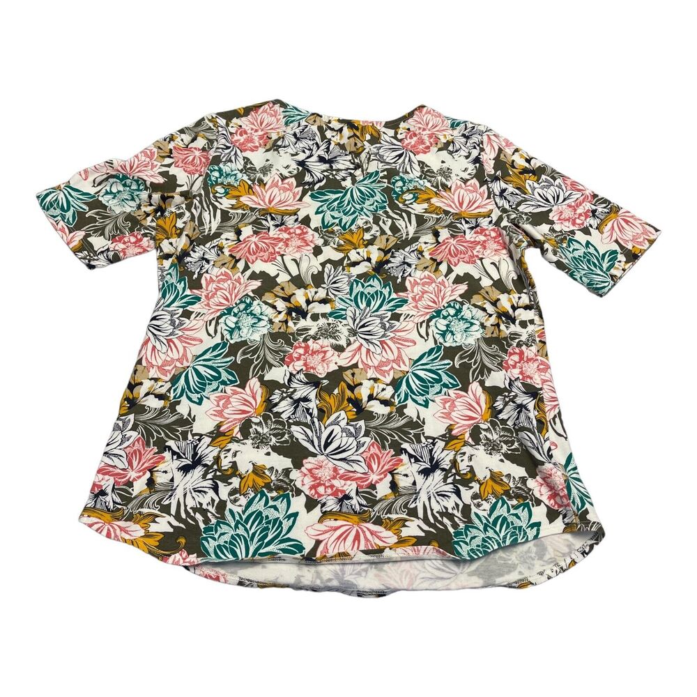 Christopher & Banks T-Shirt Womens Small Multicolor Floral Stretch Crew Pullover - Picture 2 of 8
